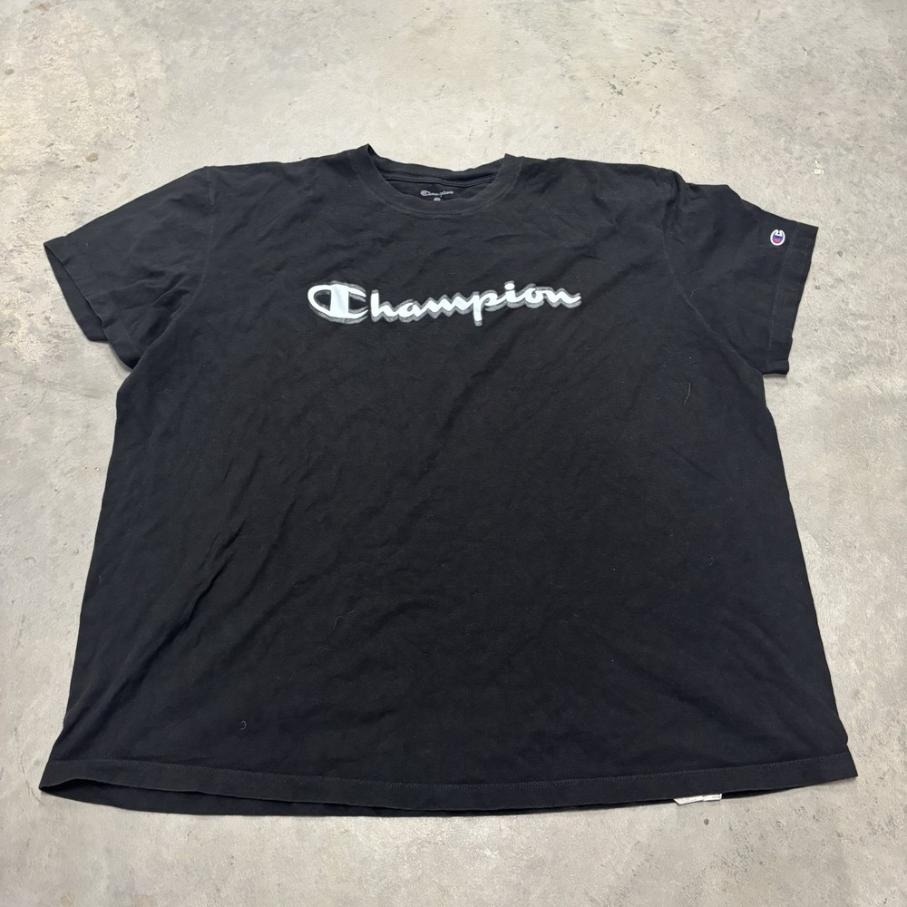 Champion Men's Short Sleeve Shirt Black 4XB Spellout